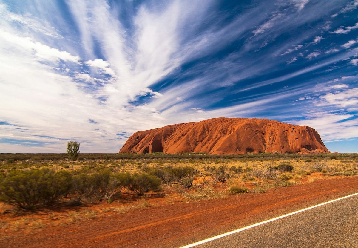 View of Uluru (Ayers Rock) from the road